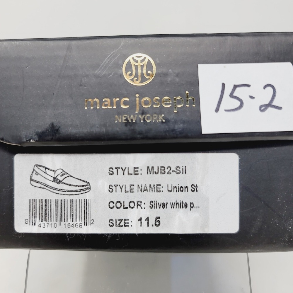 MARC JOSEPH NEW YORK Unisex Boys/Girls Leather Loafers Silver White Size 11.5 M - Picture 10 of 11